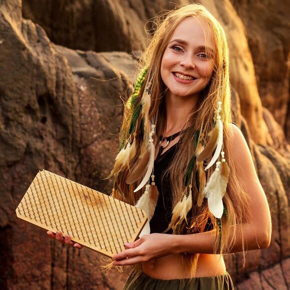 8 Pcs Feather Hair Clips Hippie Handmade Boho Hair Extensions with Feather Clip - Picture 6 of 7